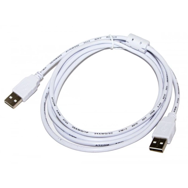 Кабель Usb 2.0 AM / AM male to male длина 1,8 метра белый пакет - Фото 1 Кабель Usb 2.0 AM / AM male to male длина 1,8 метра белый пакет - изображение 1