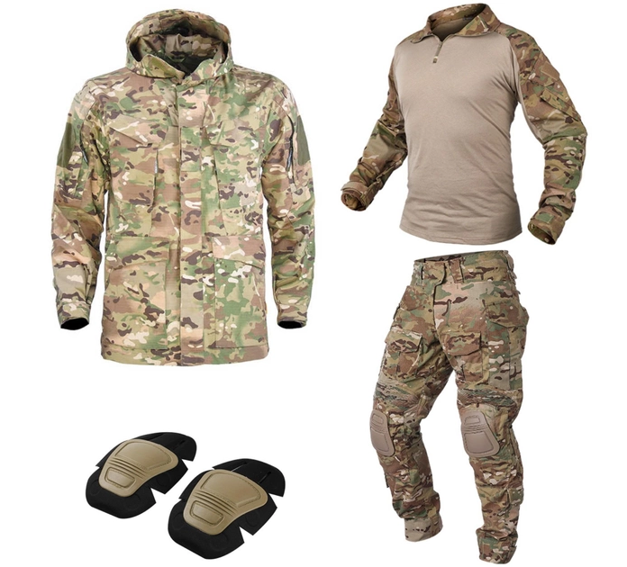 Тактический комплект военной одежды G3 Multicam, убакс+штаны с защитой, куртка M65 Мультикам р.S - изображение 1