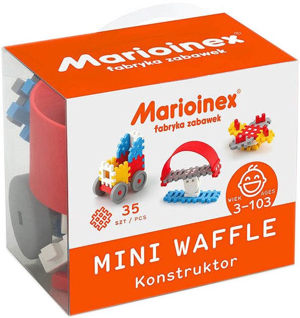 Klocki konstrukcyjne Marioinex Mini Waffle Chłopiec 35 elementów (5903033902783) - obraz 1