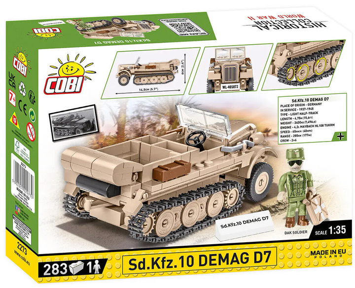 Konstruktor Cobi Historical Collection World War II Sd Kfz 10 Demag D7 283 elementy (5902251022730) - obraz 2