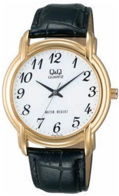Мужские часы с минеральным стеклом Q&Q VY16J104Y Белые/золотые с черным ...