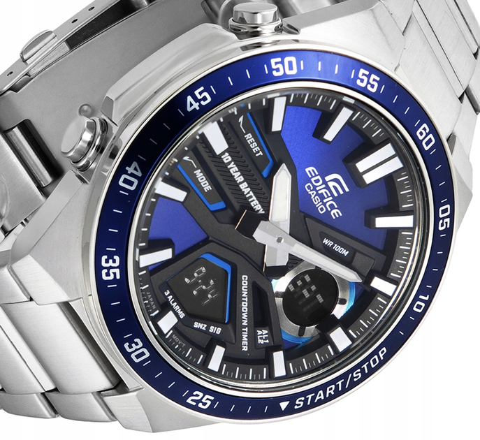 Мужские часы с секундомером Casio EFV-C110D-2AVEF Серо-голубые с серебристым - изображение 4