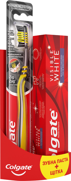 Набор Colgate Зубная паста Visible White Отбеливающая 75 мл + Щетка Zig ...