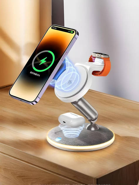 Беспроводное зарядное устройство Remax RP-W90 3в1 для iPhone, наушников AirPods, смарт-часов AppleWatch, WH - изображение 6