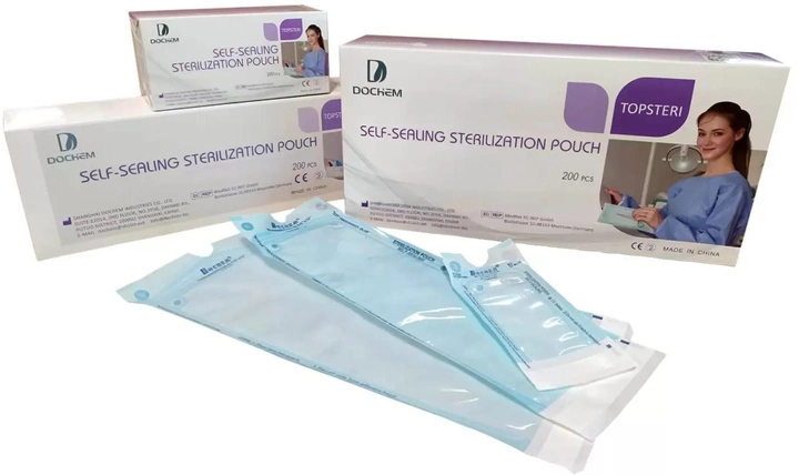 Самоклеящиеся стерилизационные пакеты Dochem Topsteri 70 x 230 мм 200 шт (1A8106) - изображение 1