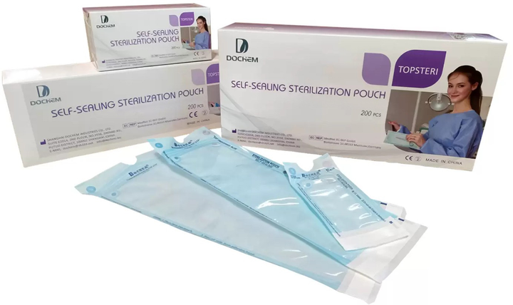 Самоклеящиеся стерилизационные пакеты Dochem Topsteri 90 x 230 мм 200 шт (1A8101) - изображение 1