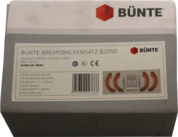 Комплект тормозных колодок Bunte для колесных тормозов BPW S2005-7 RASK 200x50 90183 - изображение 2