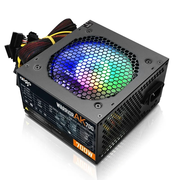 RGB Блок питания Aigo Warrior AK700 для настольного ПК, 700W, 120 мм, 24 контакта, 12В - изображение 3