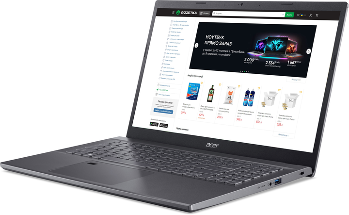 Ноутбук Acer Aspire 5 A515-57G-35VM (NX.KMHEU.003) Steel Gray / Intel Core i3-1215U / RAM 8 ГБ / SSD 512 ГБ / nVidia GeForce RTX 2050, 4 ГБ / Підсвітка клавіатури - зображення 4