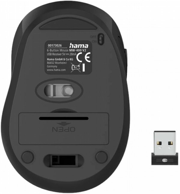 Миша Hama MW-400 V2 Wireless Black (4047443479754) - зображення 3