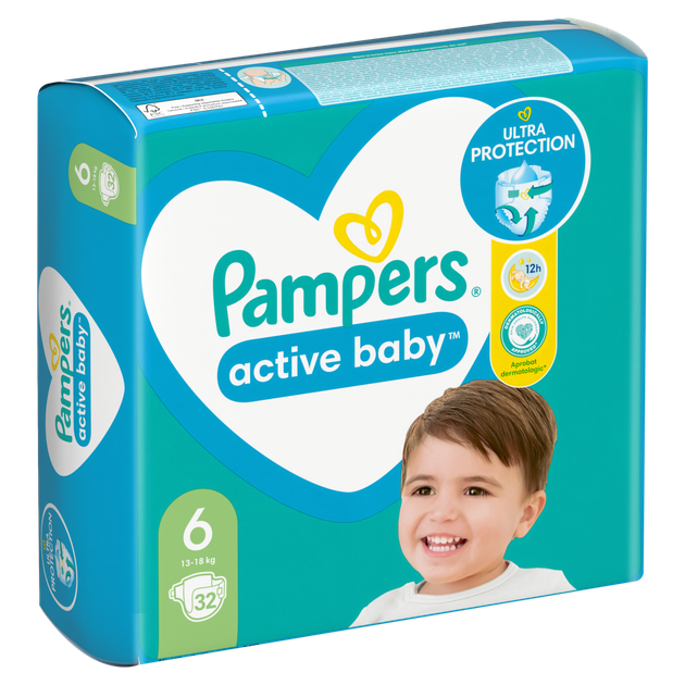 Pieluchy Pampers Active Baby Rozmiar 6 (13-18 kg) 32 szt (8006540180938) - obraz 7