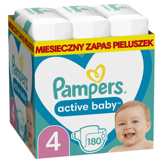 Pieluchy Pampers Active Rozmiar 4 (Maxi) 9-14 kg 180 szt. (8006540032725) - obraz 1