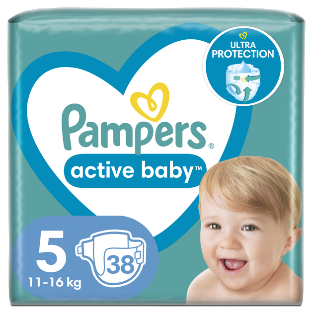 Pieluchy Pampers Active Baby Rozmiar 5 (11-16 kg) 38 szt (8006540207796) - obraz 1