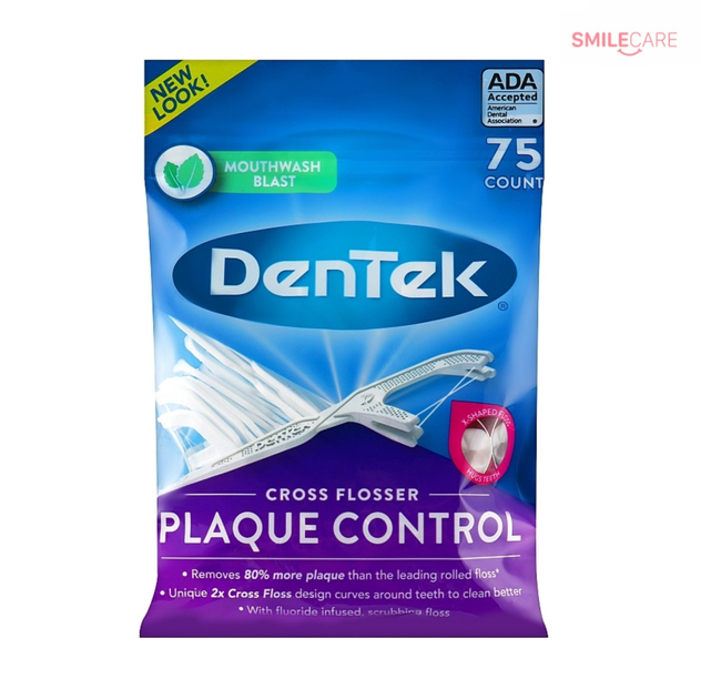 DenTek Перекрестное очищение Флосс-зубочистки, 75 шт – купить онлайн на ...