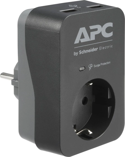 Мережевий фільтр APC Essential SurgeArrest 1 розетка, 2 USB Black (PME1WU2B-GR) - зображення 1