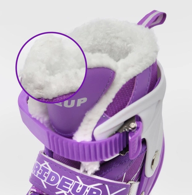 Коньки раздвижные ледовые Zelart Dingxing 023 размер 35-38 Purple-White - изображение 3