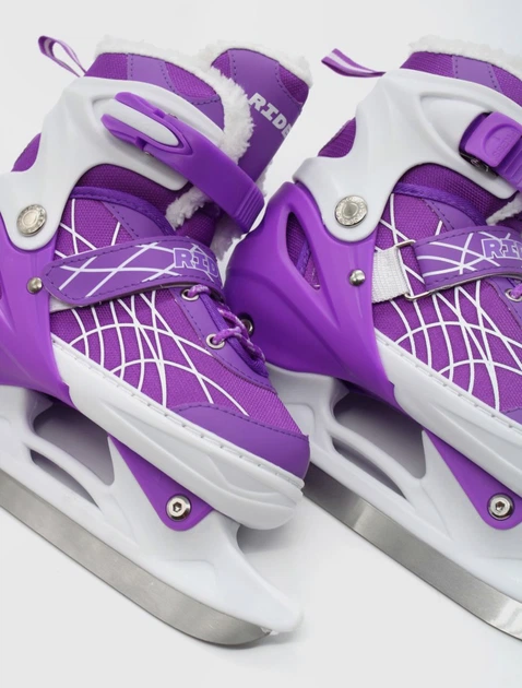 Коньки раздвижные ледовые Zelart Dingxing 023 размер 35-38 Purple-White - изображение 10