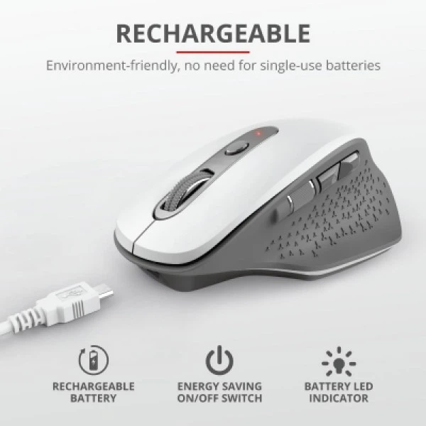 Мишка Trust Ozaa Rechargeable Wireless White (24035) - изображение 5