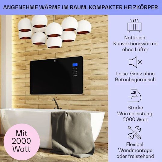 Конвектор-термостат Klarstein Norderney з таймером 2000Вт 30м² - Фото 5 Конвектор-термостат Klarstein Norderney з таймером 2000Вт 30м² - зображення 5