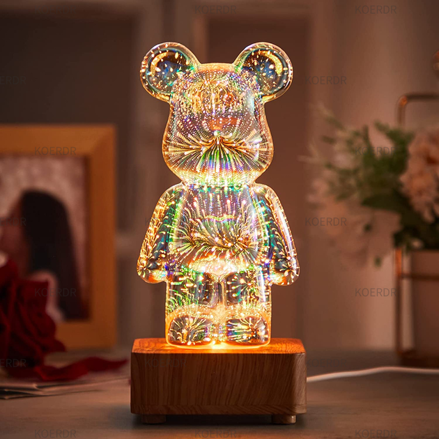 Детский ночник 3D светильник Мишка Фейерверк, ночник Bearbrick – фото ...