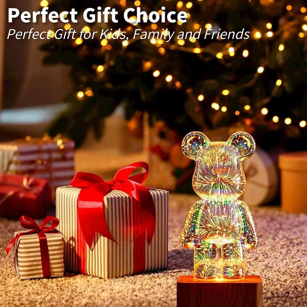 Детский ночник 3D светильник Мишка Фейерверк, ночник Bearbrick - Фото 3 Детский ночник 3D светильник Мишка Фейерверк, ночник Bearbrick - изображение 3