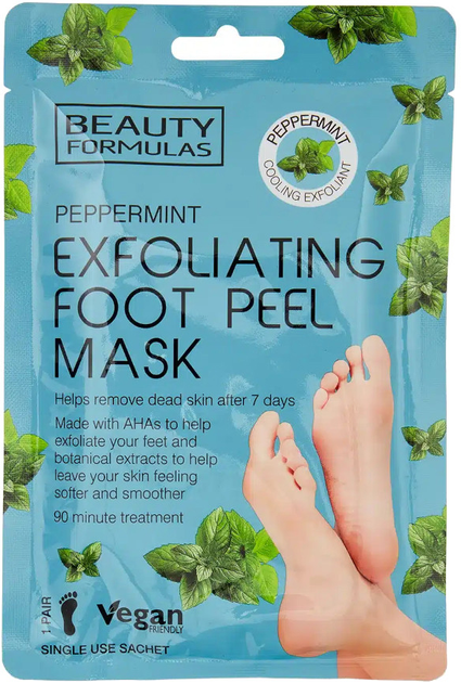 Maska do stóp Beauty Formulas Exfoliating Foot Peel Mask złuszczająca peppermint 1 para (5012251013734) - obraz 1