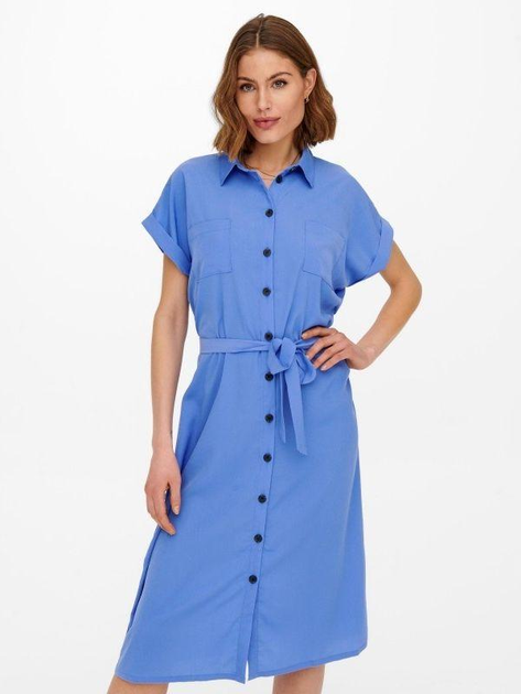 Акція на Плаття-сорочка міді літнє жіноче ONLY 15191953 36 Синє від Rozetka