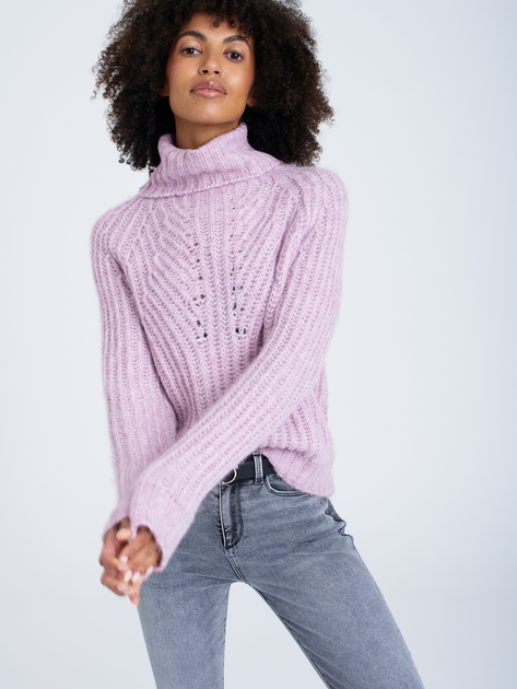 Sweter z golfem damski ciepły Greenpoint SWE6020034W2204M00 XS Blady róż (5903245346719) - obraz 4