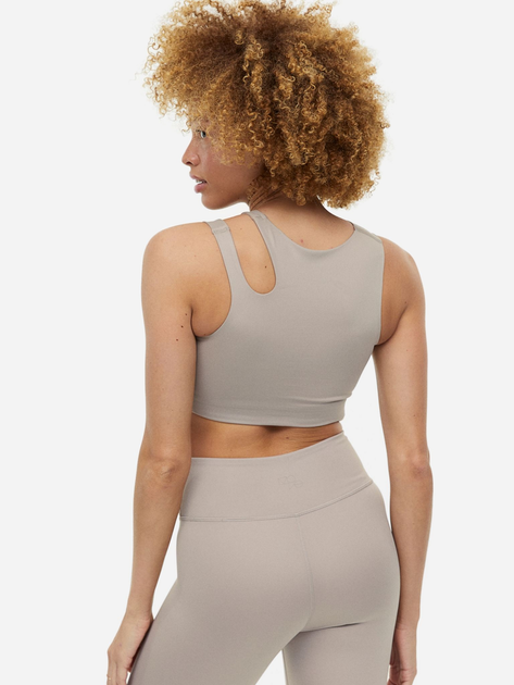 Спортивный топ для тренировок женский H&M A2709-1089679 M Светло-бежевый (hm09298830069) 