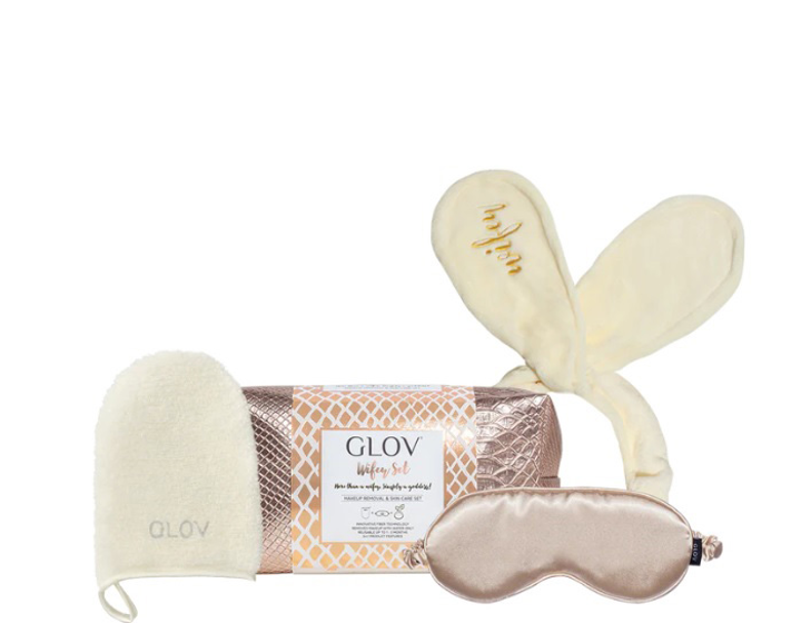 Набір для догляду за обличчям Glov Wifey On-The-Go рукавичка для зняття макіяжу + резинка для волосся + маска для сну + косметичка (5907440740167) - зображення 1