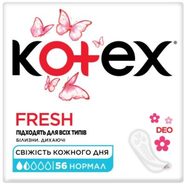 Прокладки щоденні Kotex Normal Deo 56 шт (5029053548098) - Фото 1 Прокладки щоденні Kotex Normal Deo 56 шт (5029053548098) - изображение 1