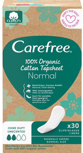 Wkładki higieniczne Carefree Organic Cotton Normal 30 szt (3574661651408) - obraz 1