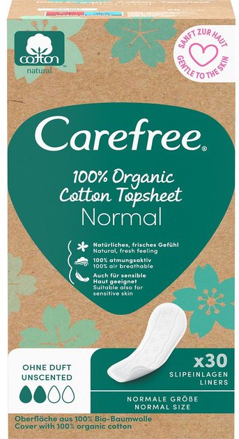 Гігієнічні прокладки Carefree Organic Cotton Normal 30 шт (3574661651408) - зображення 1