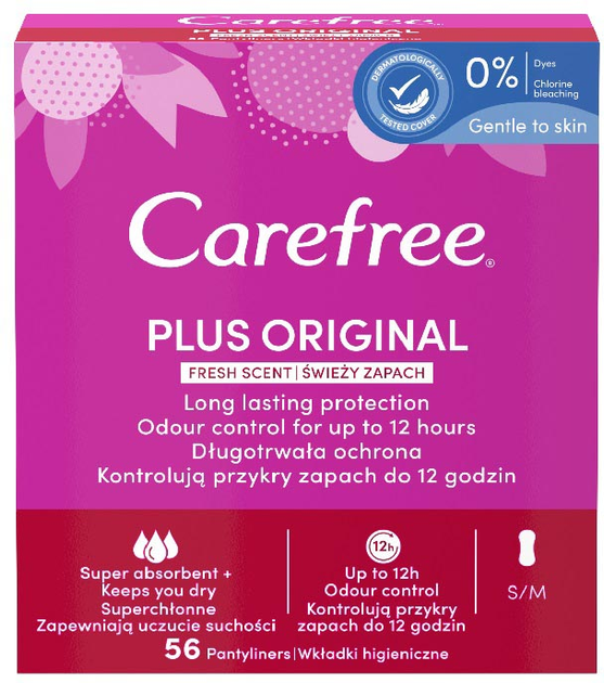 Wkładki higieniczne Carefree Plus Original Fresh scent 56 szt (3574661487311) - obraz 1