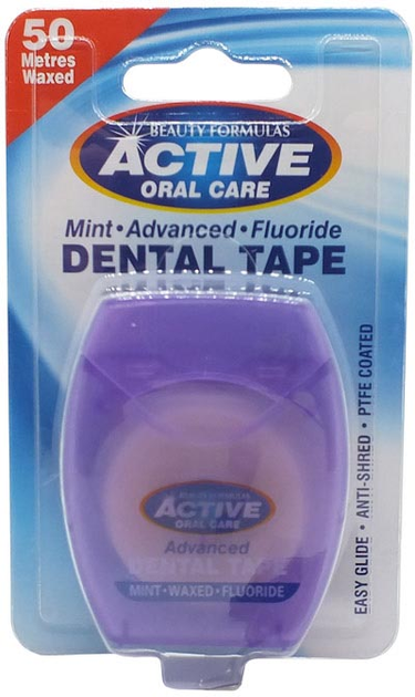 Taśma Active Oral Care Dental Tape woskowana z fluorem miętowa 50 m (5012251002042) - obraz 1