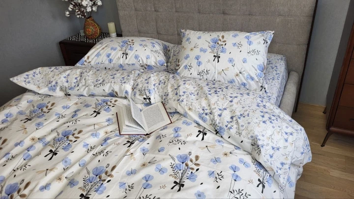 Комплект постільної білизни Комфорт Текстиль linen Блакіть Двоспалений (2070180004) - зображення 2