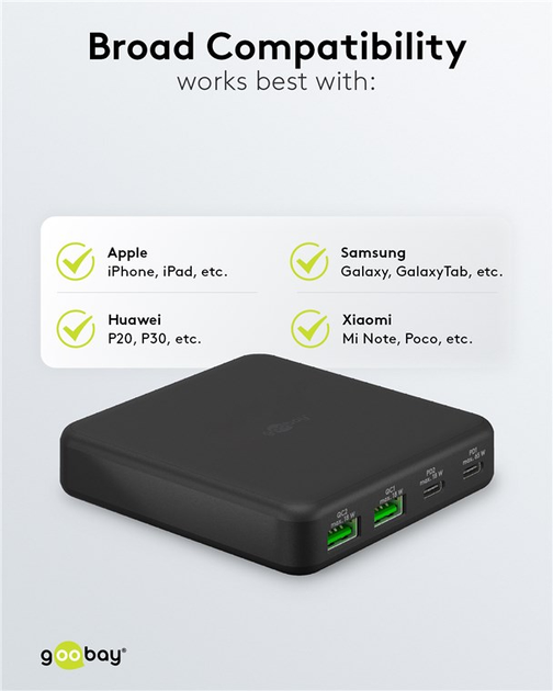 Wieloportowa 4-krotna ładowarka stacjonarna Goobay Wentronic USB 3.0 sw 65 W 2x USB-C 2x USB-A (4040849617720) - obraz 10