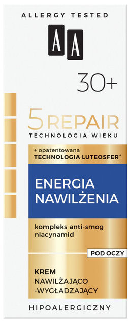 Krem pod oczy AA Cosmetics Technologia Wieku 5Repair 30+ Energia Nawilżenia nawilżająco-wygładzający 15 ml (5900116043876) - obraz 1