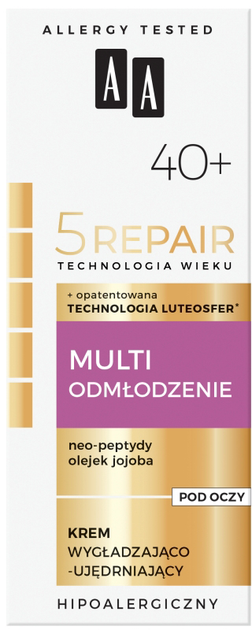 Крем для шкіри навколо очей AA Cosmetics Technologia Wieku 5Repair 40+ Мульти-омолоджуючий розгладжуючий та зміцнюючий 15 мл (5900116043906) - зображення 1