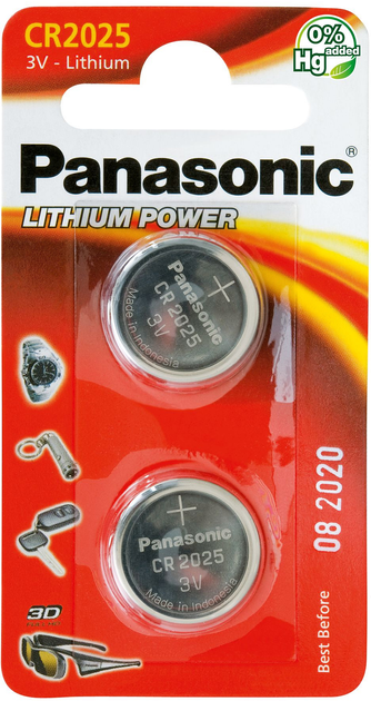 Baterie Panasonic litowe CR2025 blister, 2 szt. (CR-2025EL/2B) - obraz 1