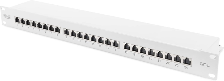 Патч-панель Digitus Professional 19" 1U CAT6a 24xRJ45 FTP складена для серверної шафи/стійки (DN-91624S-EA) - зображення 1