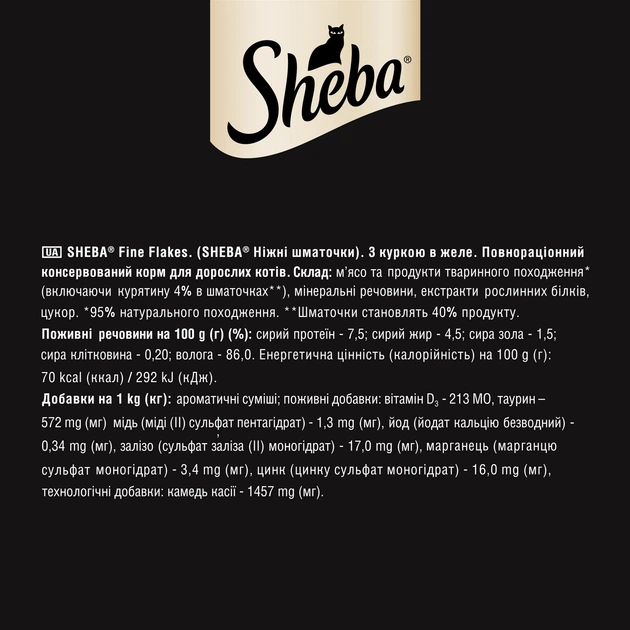 Упаковка влажного корма для кошек Sheba с курицей в желе 85 г 28 шт (4770608264437) - Фото 7 Упаковка влажного корма для кошек Sheba с курицей в желе 85 г 28 шт (4770608264437) - изображение 7