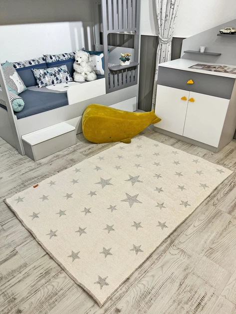 Килим Moretti Side 125*180 см, двосторонній сірий і білий Зірки - зображення 2