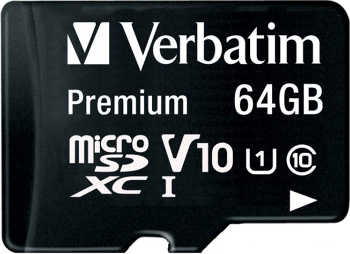 Карта пам'яті Verbatim Premium MicroSDXC 64GB Class 10 + SD-адаптер (23942440840) - зображення 2