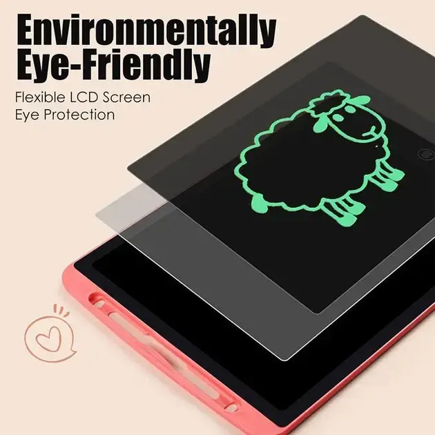 Планшет для рисования Manturinni с LCD дисплеем и сенсорным управлением Розовый - изображение 4