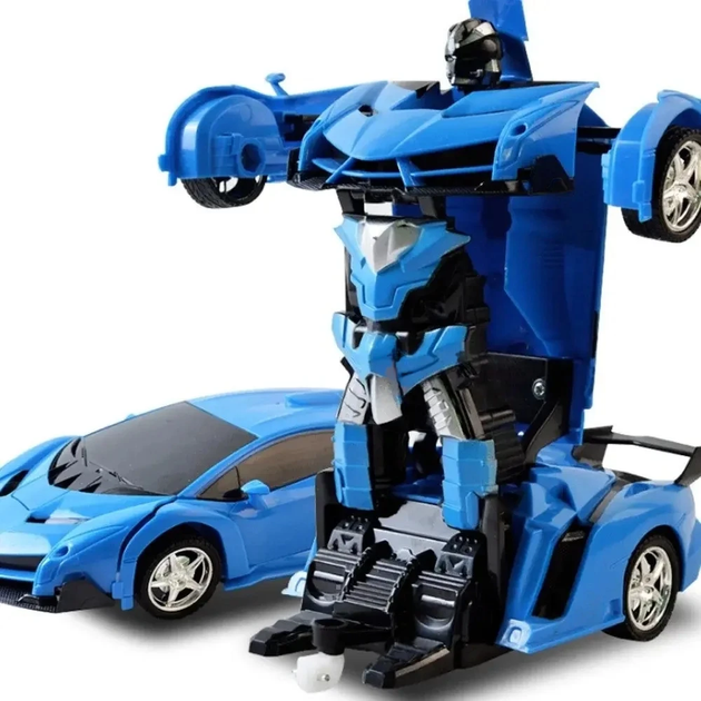 Машинка трансформер Lamborgini Robot Car Робот с аккумулятором на радиоуправлении 1:18 Синий - изображение 2