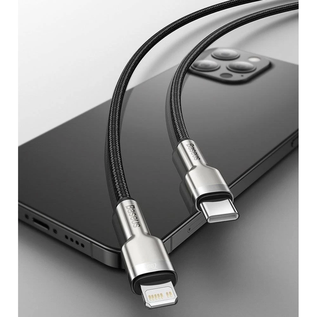 Кабель Baseus Cafule Series Metal Data Cable Type-C to iP PD 20W 1m Black (CATLJK-A01) - зображення 12