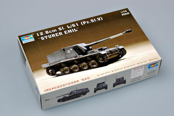 Збірна модель Trumpeter 12.8 cm Sf L/61 (Pz Sf V) Sturer Emil Tank масштаб 1:72 (9580208072104) - зображення 2