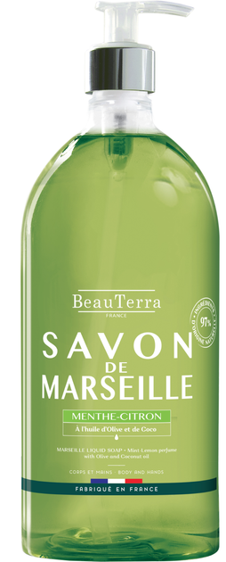 Марсельське рідке мило BeauTerra М'ята-Лимон 1000 мл (3401360094635) - зображення 1