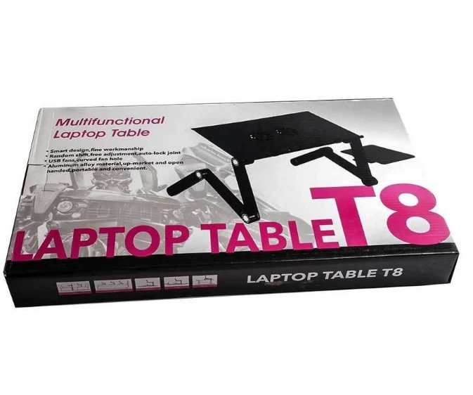 Стіл-підставка трансформер для ноутбука Laptop Table T8 50см з охолодженням black - Фото 4 Стіл-підставка трансформер для ноутбука Laptop Table T8 50см з охолодженням black - зображення 4
